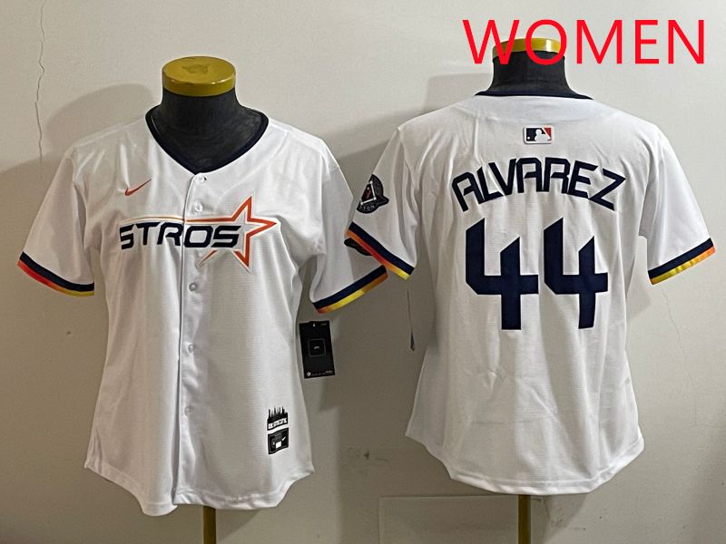 Women Houston Astros #44 Alvarez White three generations Joint Name Nike 2025 MLB Jersey style 1